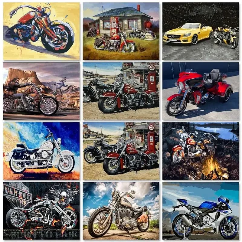 60x75cm Pictures by numbers For Adults Acrylic Paint Paintings On Number Motorcycle Handmade Personalized gift