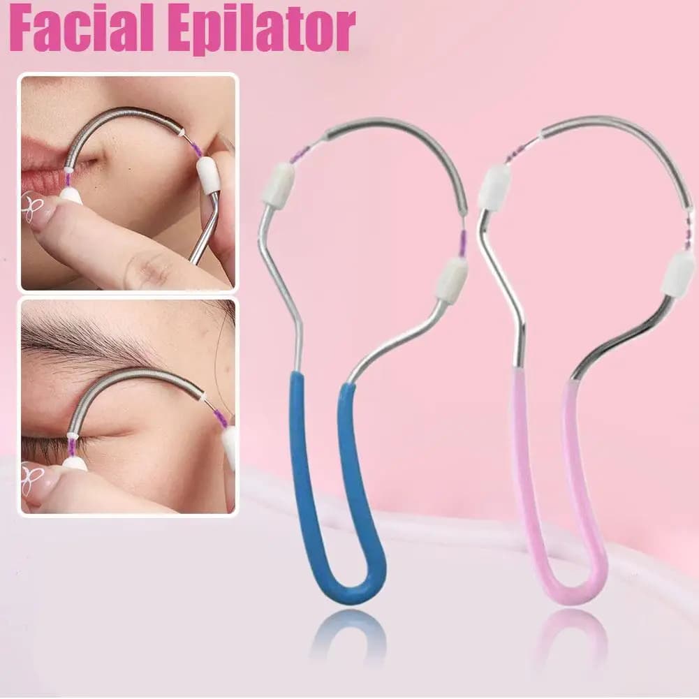 Epilatore per depilazione facciale da donna, rullo in acciaio inossidabile, curvatura a molla liscia, pulizia del viso, epilatore per depilazione a molla