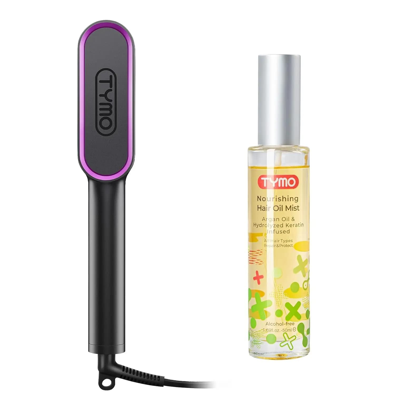 Spazzola Lisciante per Capelli con Spray Olio per Capelli Lisci e Lucenti - Strumento di Styling Rapido