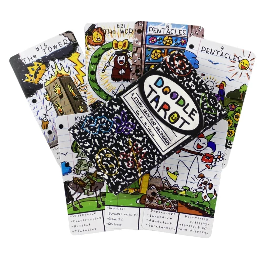 Carte dei Tarocchi Doodle, un mazzo da 78 carte per principianti, edizione Oracle English Visions Divination, gioco da tavolo.
