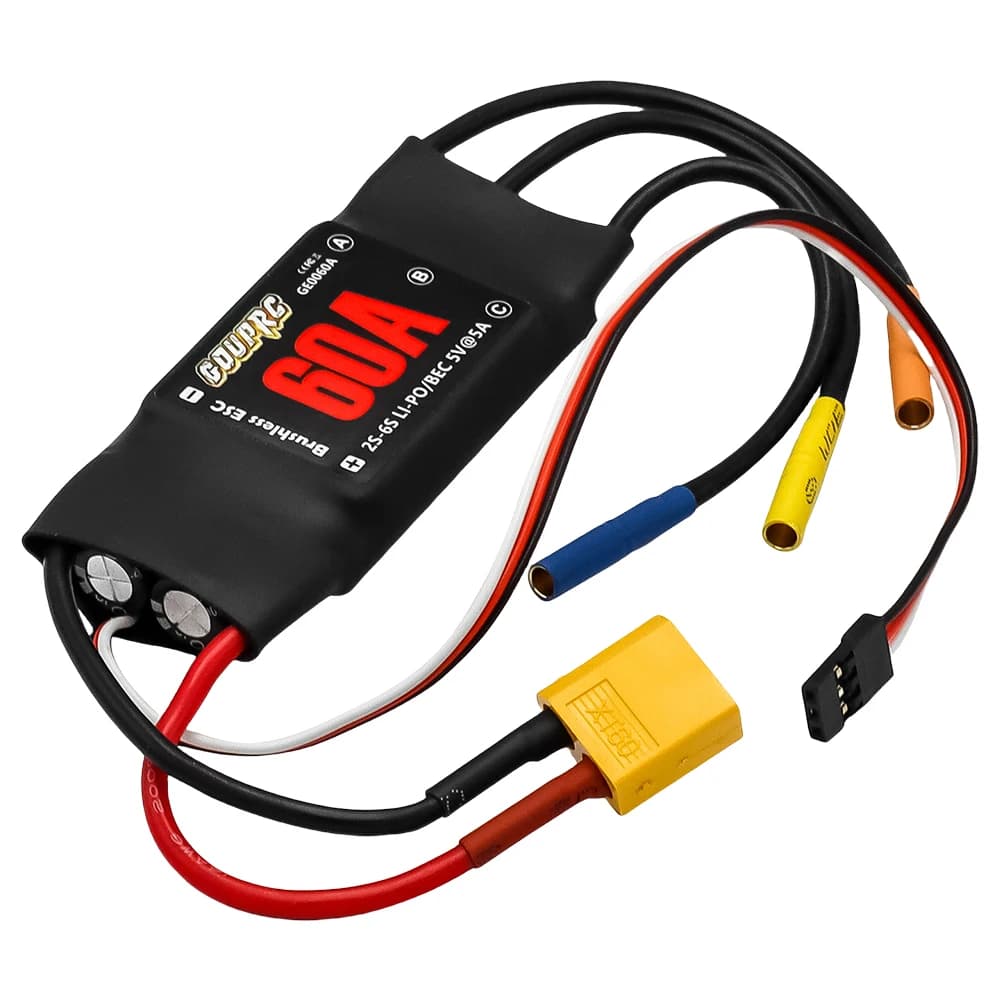 Regolatore di velocità elettrico ESC 2-6S senza spazzole 60A con spine BEC e XT60 5V/7A per aereo elicottero RC Drone