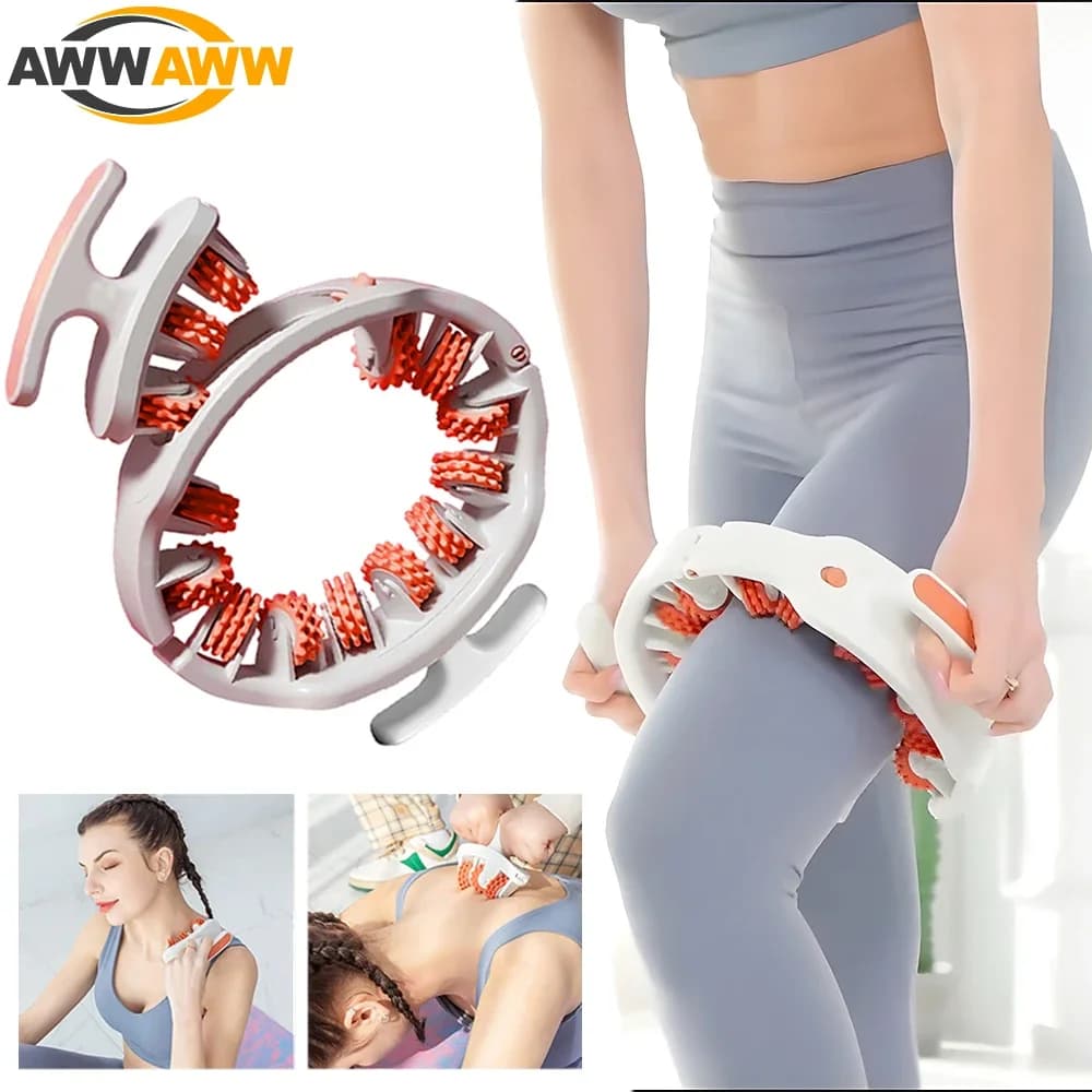 Massaggiatore per gambe ad anello rotondo Anticellulite 14 ruote Copertura completa per collo Spalla Rullo per massaggio muscolare addominale Corpo dimagrante