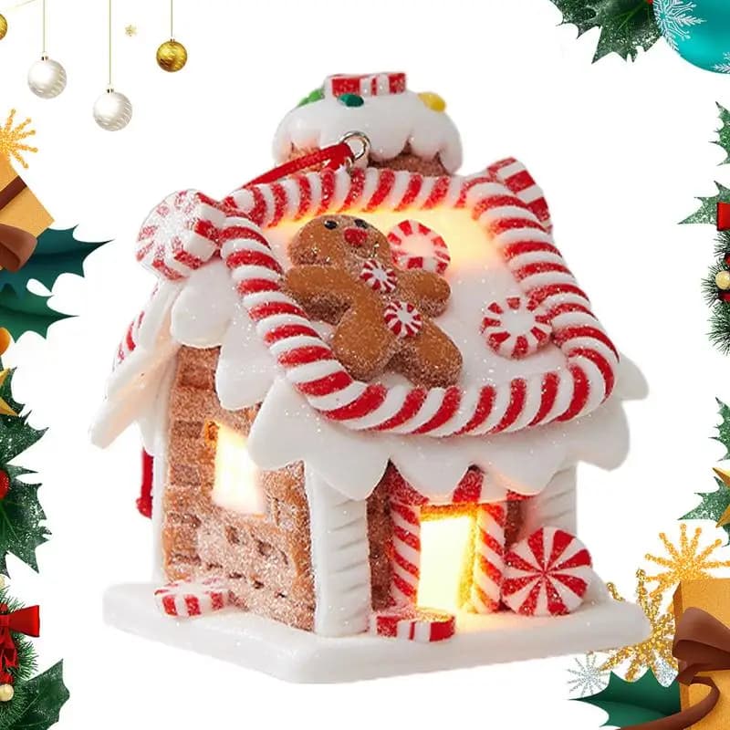 Decorazioni per la casa di pan di zenzero di natale decorazioni per l'albero di natale di pan di zenzero illuminate Soft Clay fiaba Candy House per la maniglia della porta