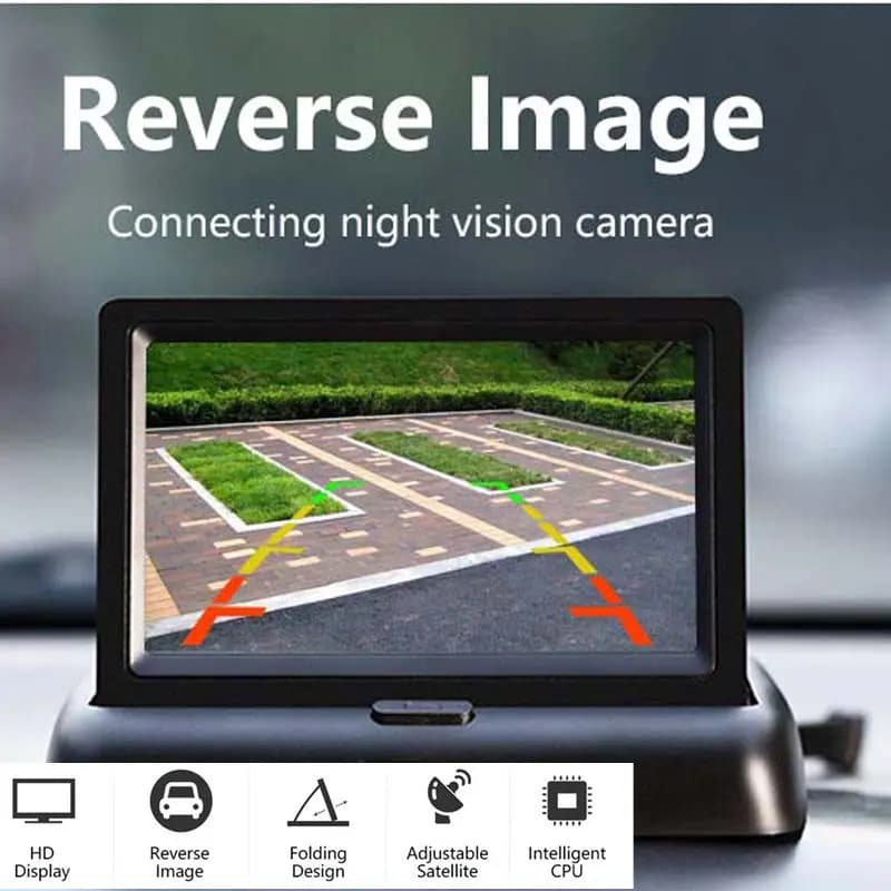 Monitor con Ingresso Video da 4,3 Pollici per Auto, Display Retrovisore con Avvio Automatico Durante la Retromarcia, Design Stabile Compatibile con Camion e Camper