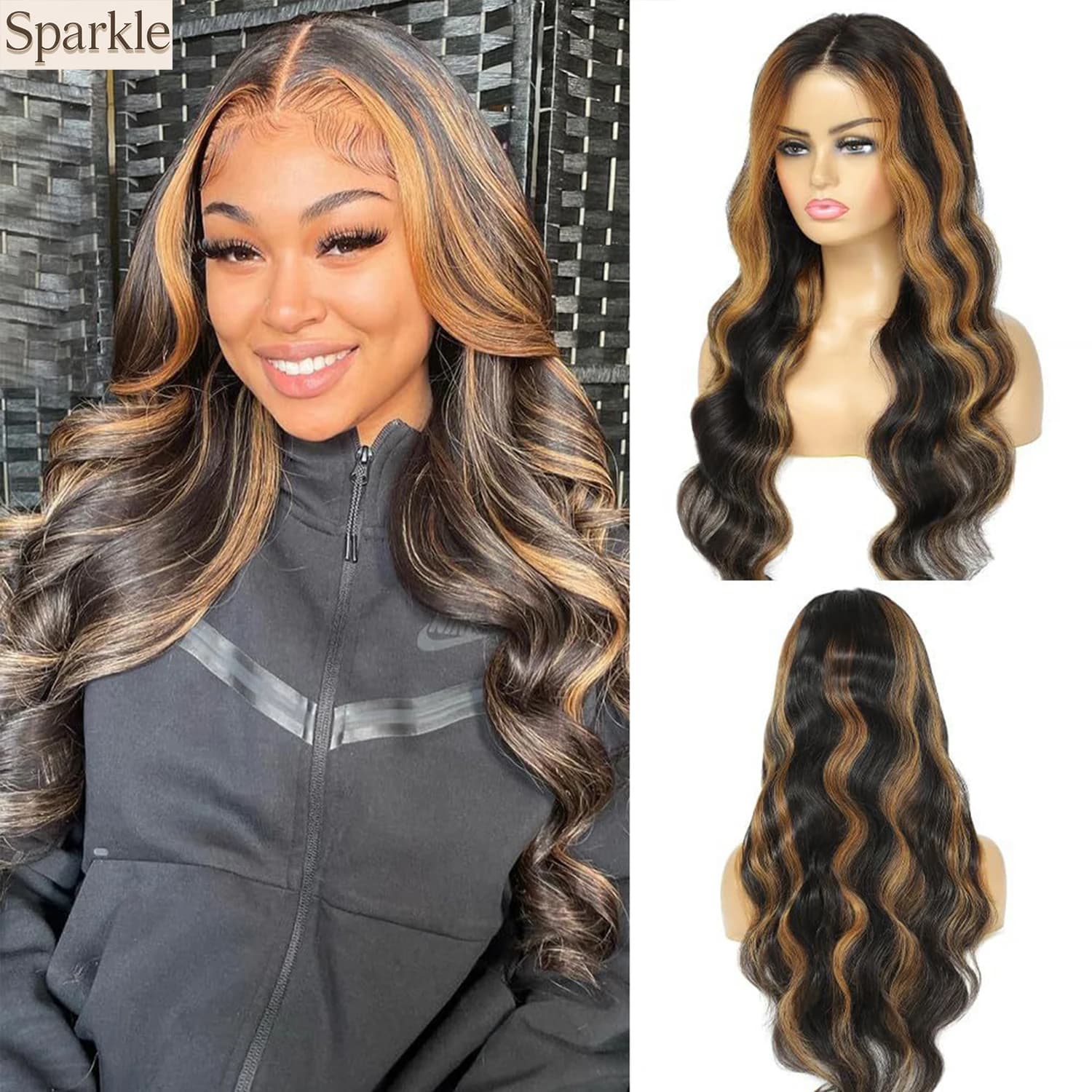 2026 New Highlight Piano Color Brazilian Human Hair Wig Lace Frontal Women's Blonde Honey Body Wave Wig