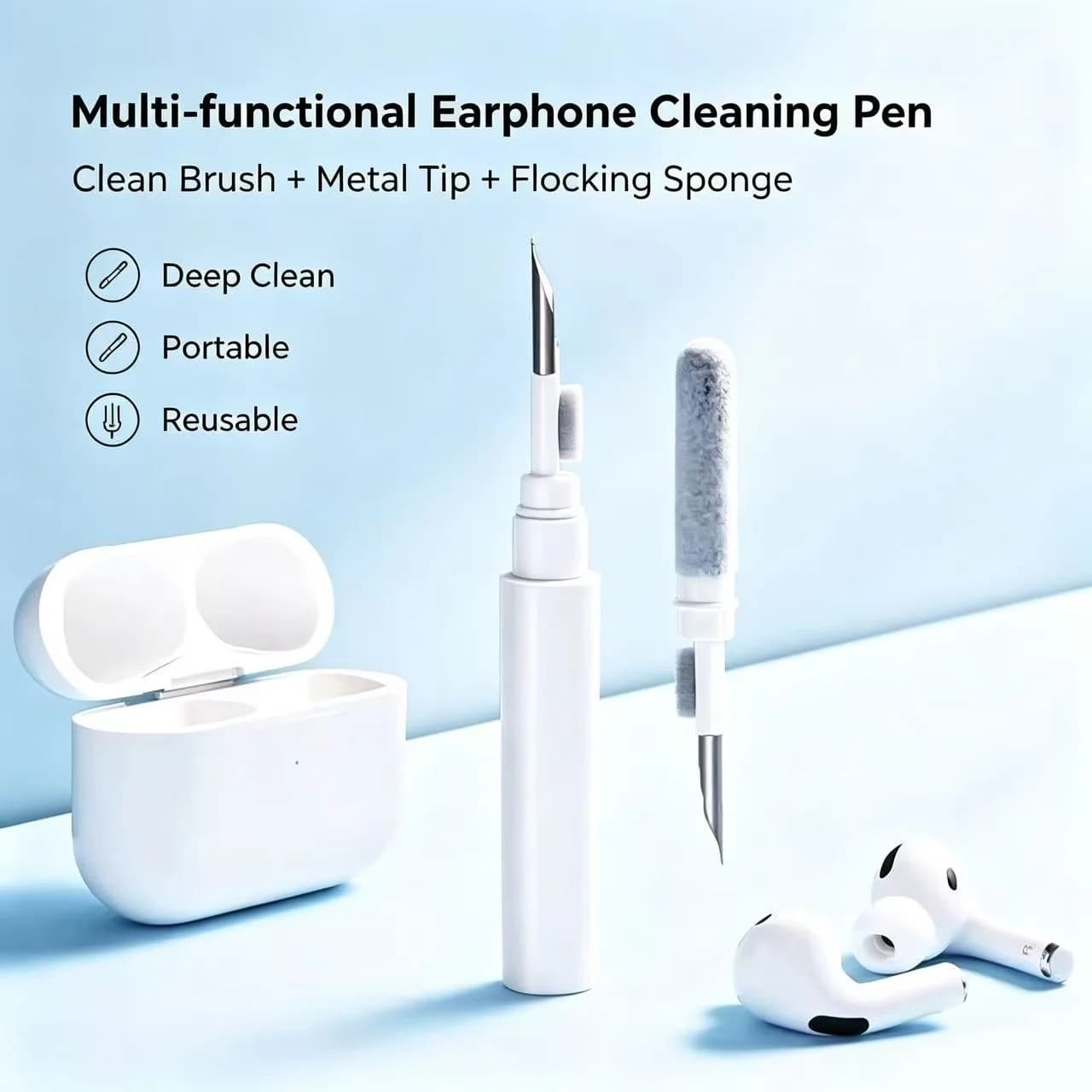 Multi Purpose Bluetooth Earphone Cleaning Pen Portable Wireless Earbuds Cleaner Tool Dust Removal Cleaning Kit