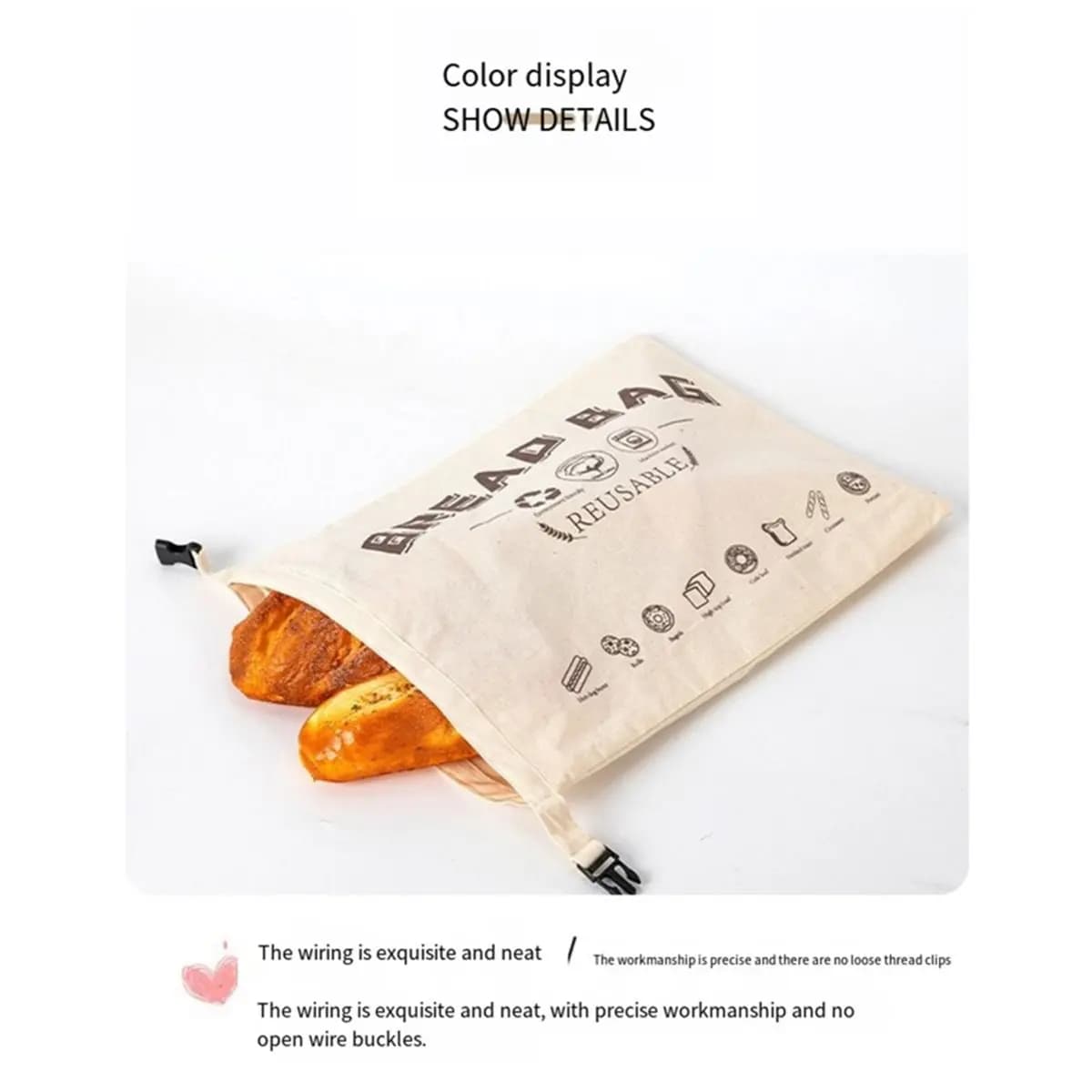A75K 2 Pack Beeswax Bread Bags - Good Cotton Food Storage Wrap for Sourdough & Homemade Bread, Reusable Bags