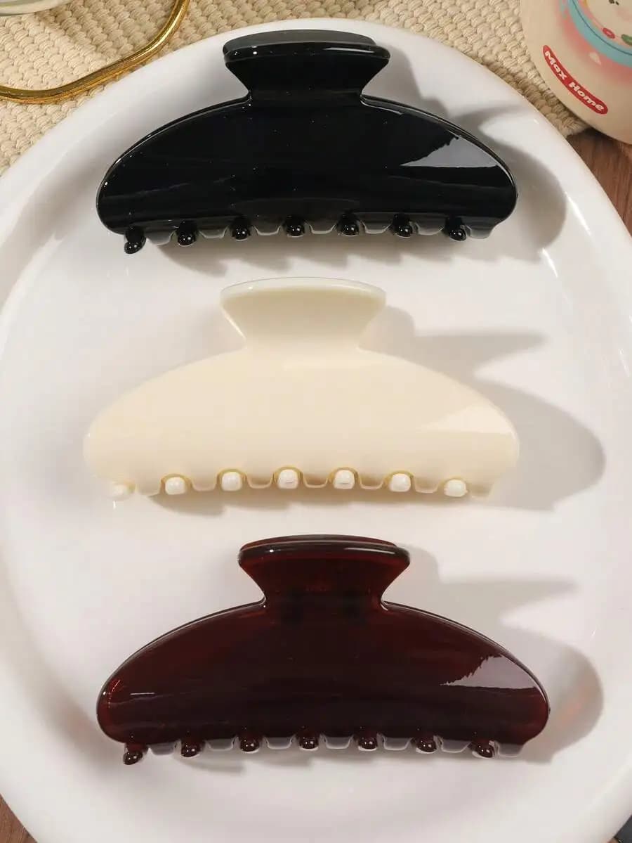 Set di 3 fermagli per capelli in acrilico per donna, accessori per capelli semplici in tinta unita, da indossare ogni giorno