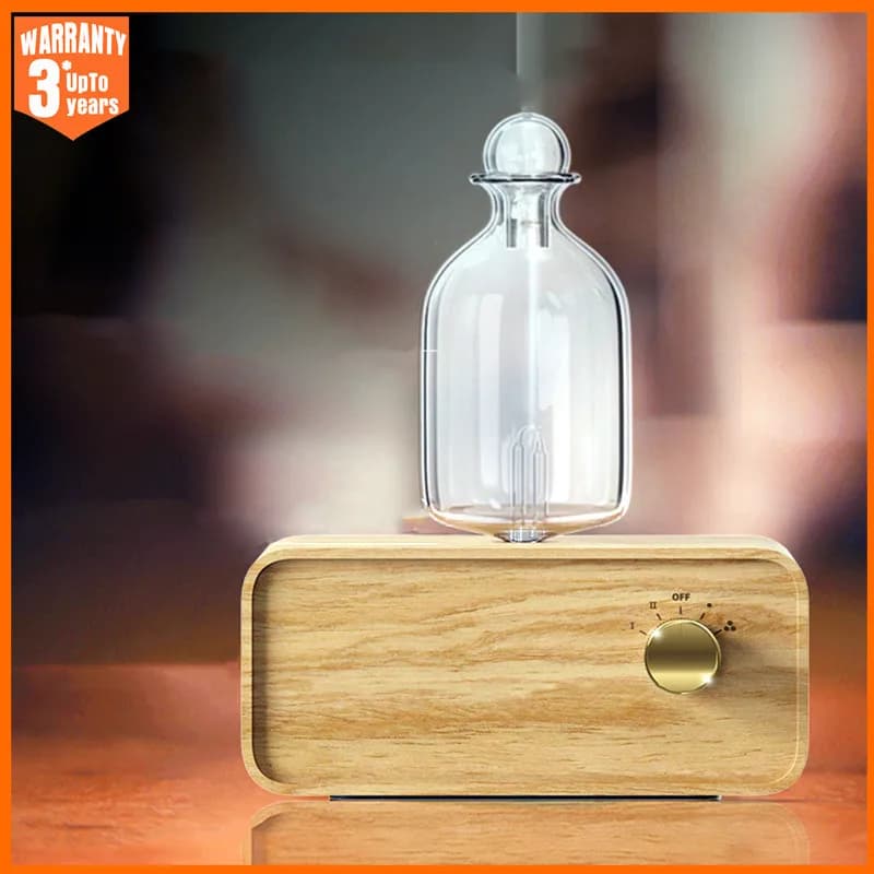 Nuovo diffusore di oli essenziali diffusore di aromaterapia ad azionamento senza acqua per macchina profumata per diffusore di aromi in legno e vetro per ufficio domestico