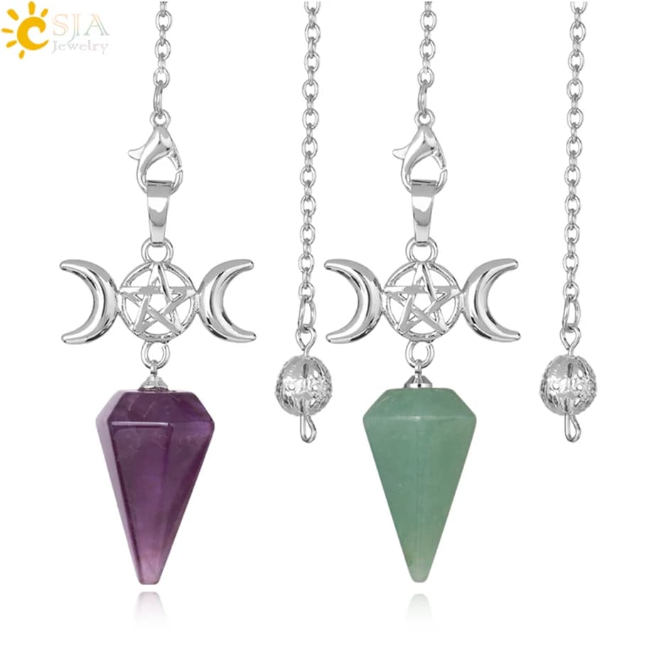 CSJA Spiritual Crystal Pendulum Reiki Natural Stone Cone Penulumd pendoli per rabdoming Rods divinazione Radiesthes Jewelry S962