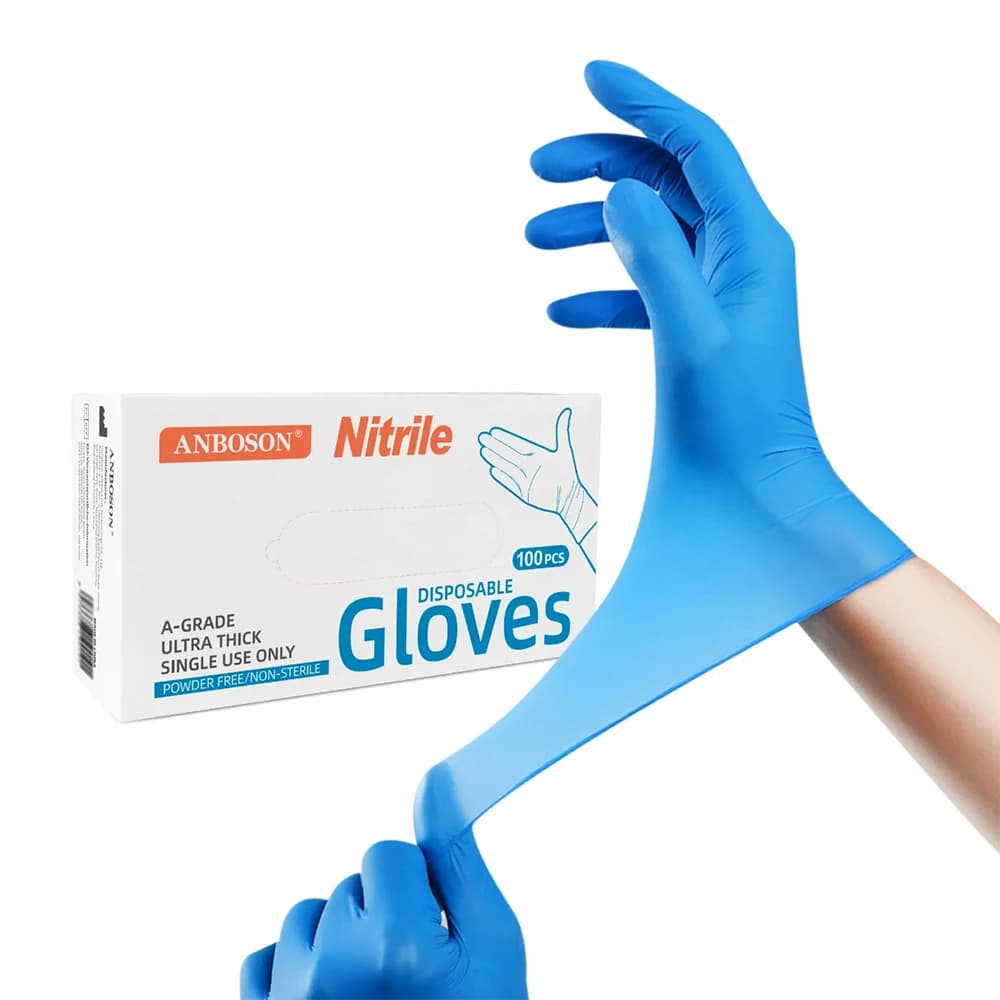 Nitrile Exam Gloves-Blue Latex Food Level Safe Disposable Gloves for Manicure and Salon
