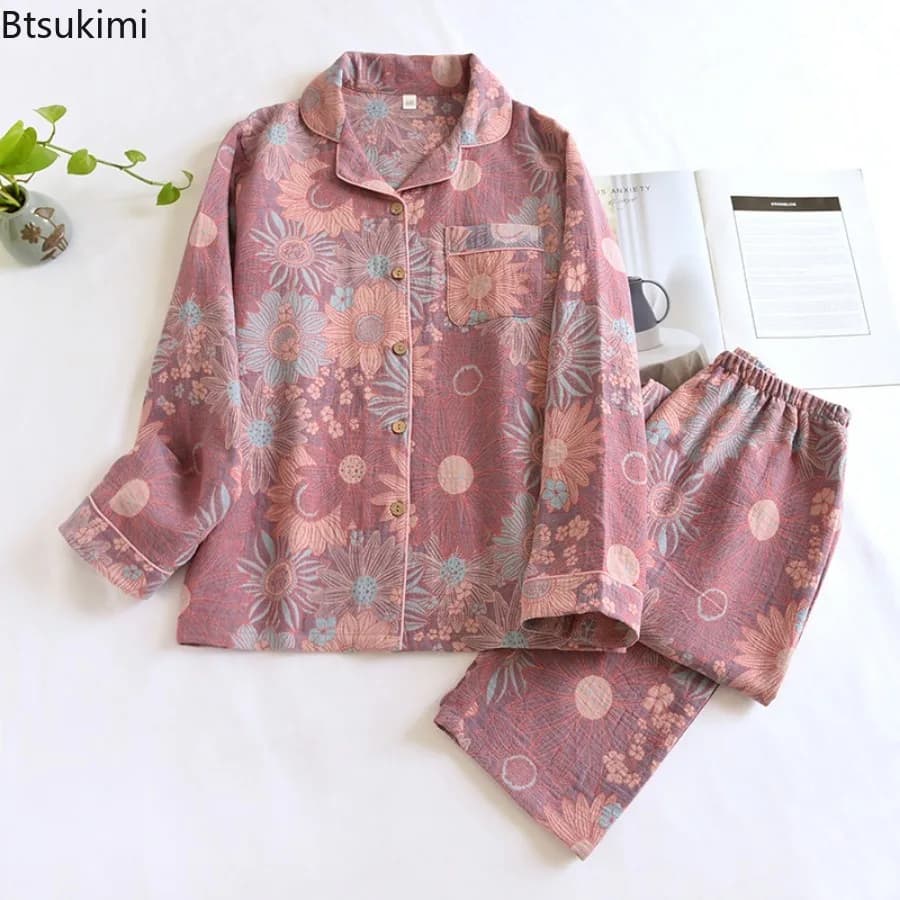 New 2026 Women's Spring and Autumn Color Cotton Long-sleeved Suit Jacquard Cotton Women's Pajamas Large Cardigan Home Clothes