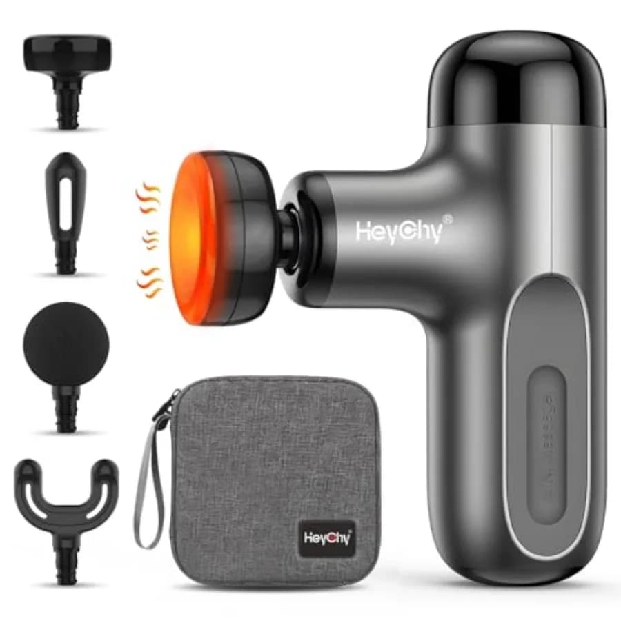 Mini Massage Gun with Heat, Percussion Muscular Massage with 4 Athletes