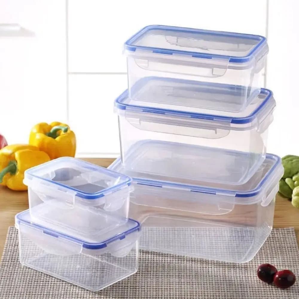 1/4PCS Safe Plastic Refrigerator Storage Box Sealed Rectangular Stackable Food Containers with Lid Microwave-heated Lunch Boxes