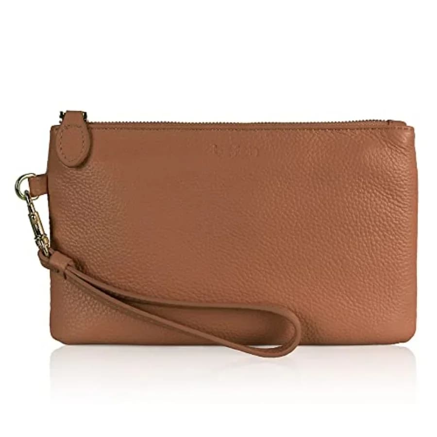 Pochette da Polso in Vera Pelle con Blocco RFID, Portafoglio per Cellulare, Borsa da Polso e Borsette per Donne