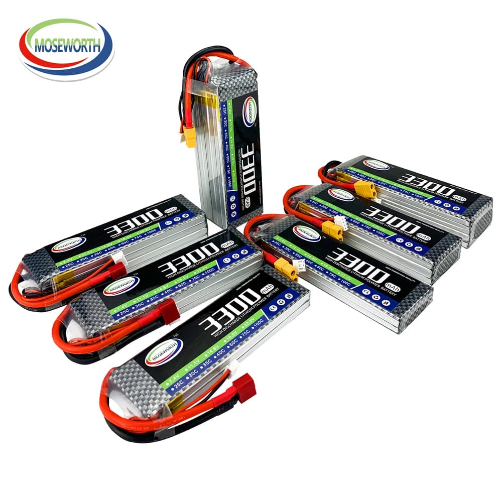 2S 3S 4S 5S 6S 7.4v 11.1V 14.8v 18.5v 22.2v 3300mAh 30C 40C 60C Lipo Batteria Per Giocattoli di Controllo Remoto RC Elicottero Drone