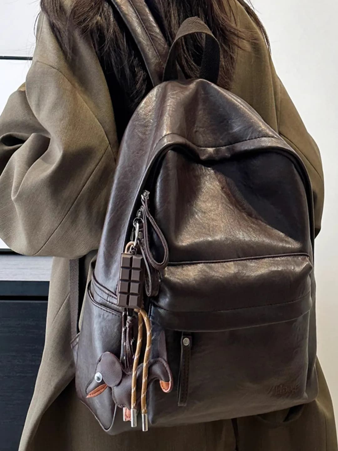 Borsa a Doppia Tracolla in Vera Pelle MKDA per Donne, Nuovo Stile 2026, Zaino da Viaggio Leggero e Capiente, Borsa per la Scuola