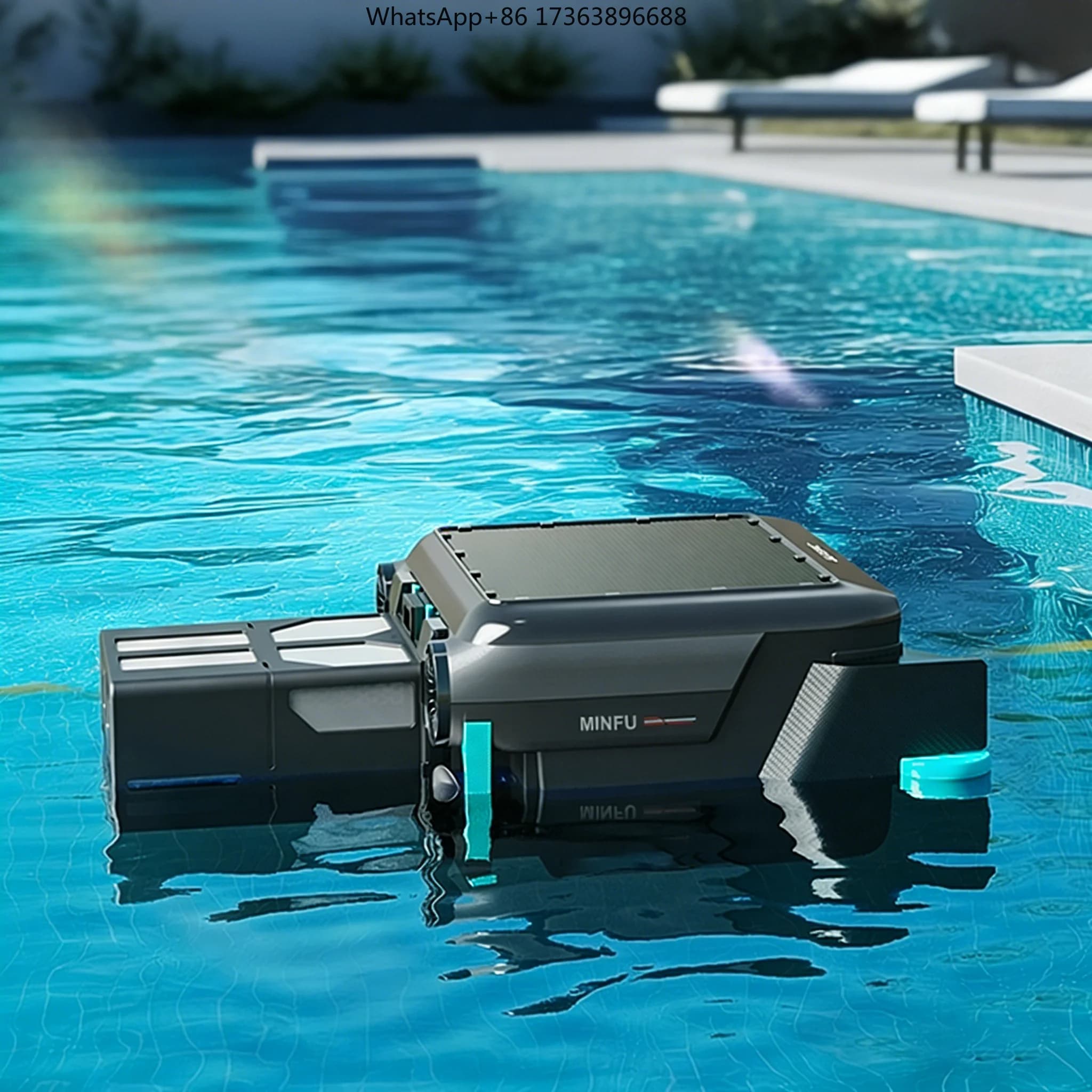 Robot Pulitore Automatico per Piscina, Skimmer per Foglie ad Energia Solare, Strumento e Accessori per la Pulizia della Piscina per Esterni