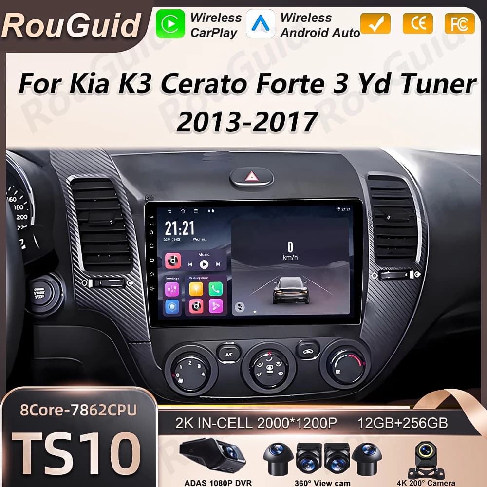 Autoradio Android con Carplay per KIA K3 CERATO FORTE 3 YD Tuner 2013-2017, Lettore Multimediale con GPS, Navigazione e DSP