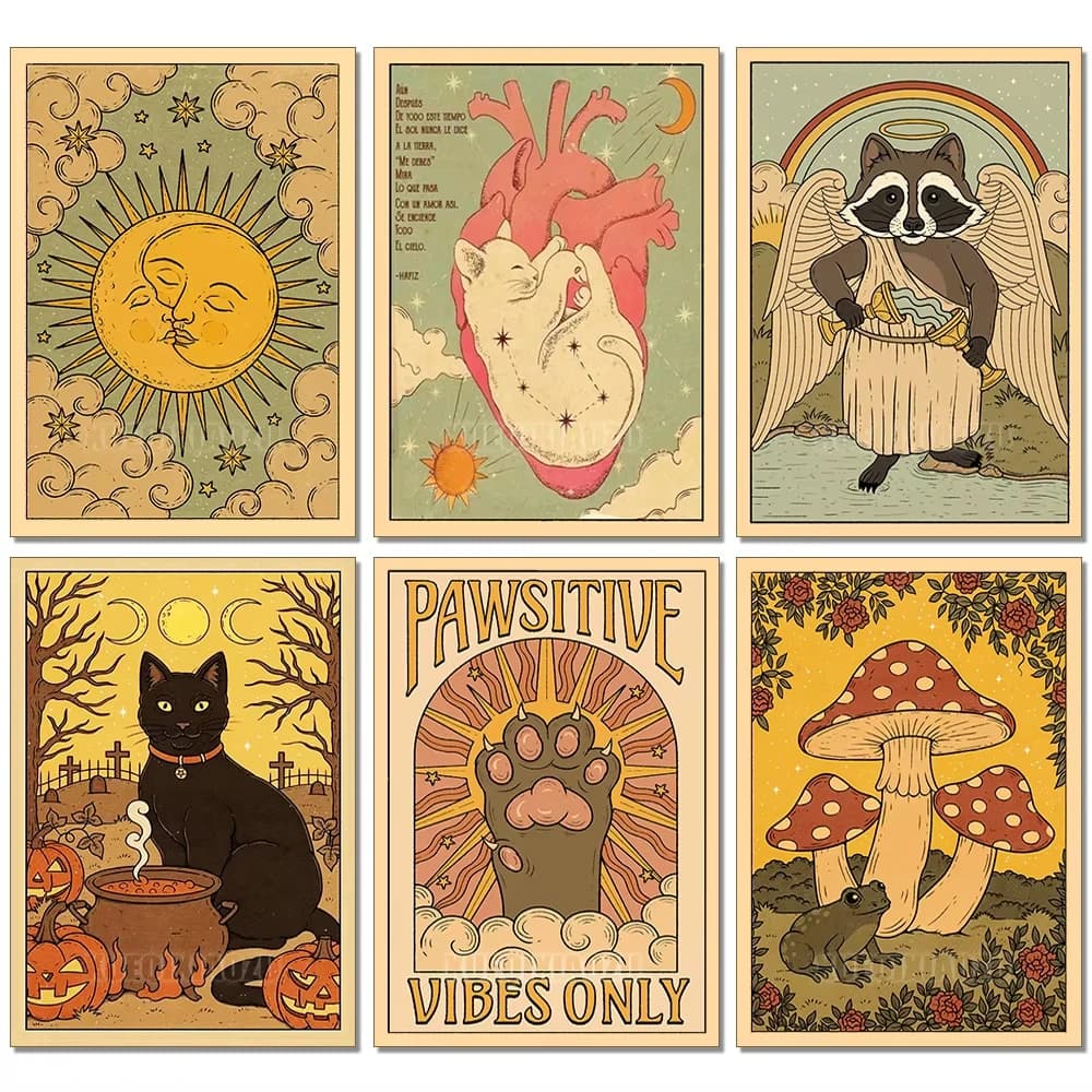 Kit Pittura Diamante 5D Fai da Te con Carte dei Tarocchi a Tema Animali, Procione e Gatto Carini, Mosaico Completo di Diamanti, Ricamo a Punto Croce, Decorazioni per la Casa e Regali
