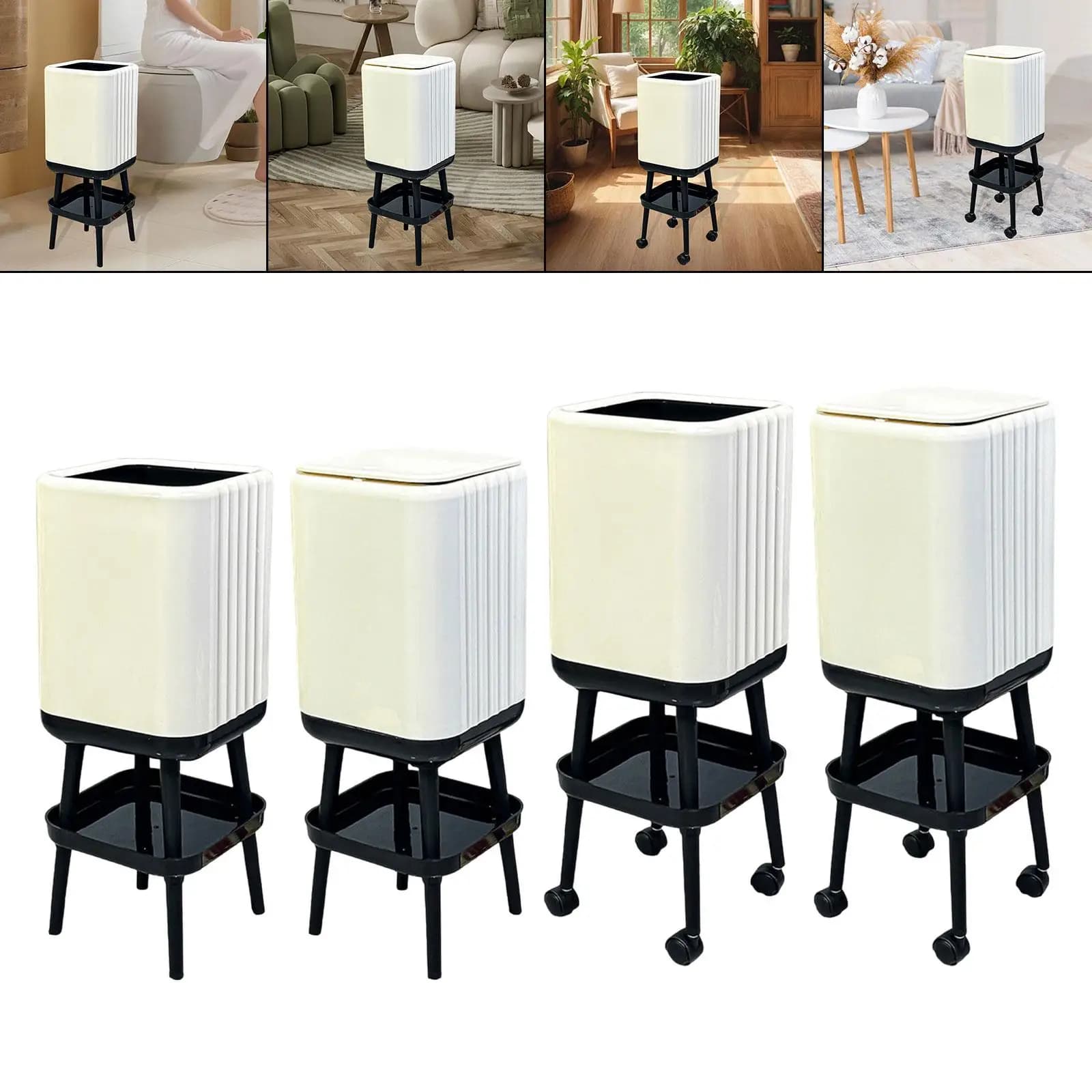 Pattumiera con gambe Pattumiera con ripiano portaoggetti, Pattumiera Pattumiera con piede alto Pattumiera per bagno Soggiorno Camera da letto