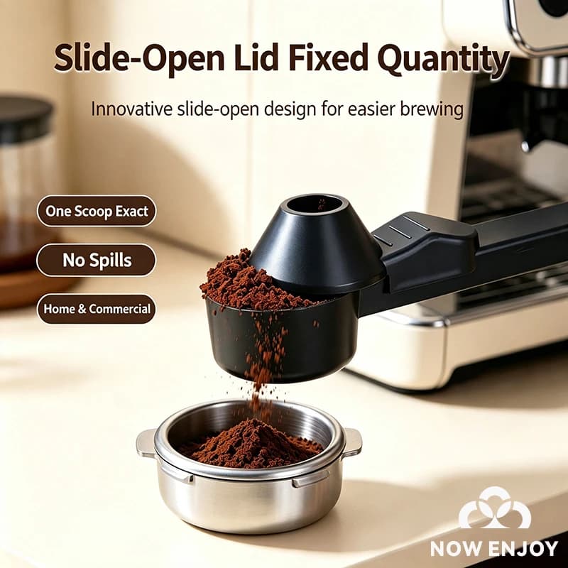 NOW ENJOY New No Spill Coffee Scoop Reusable Protein Powder Spoon Sliding Spoon Funnel for Milk&Coffee Kitchen Gadgets