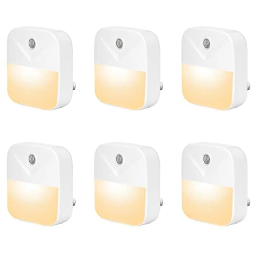 6 Pack Night Light Plug in, LED Nightlights with Smart Dusk to Dawn Sensor, Plug into Wall Nightlights Suitable for Bedroom, Ba