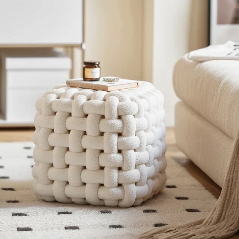 Ottomani nordici Divano Sgabello quadrato Borsa morbida Tavolino da salotto creativo Sgabello basso per bambini Sbuffi per sedili Sgabello per cambio scarpe