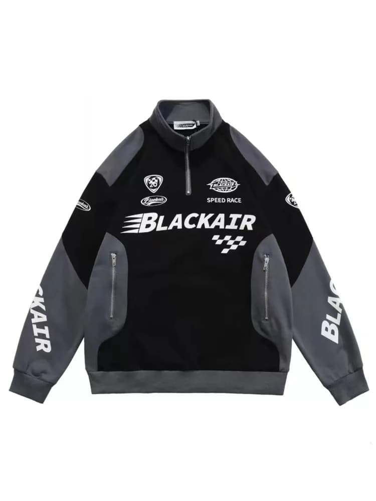 Vintage Racer moto felpa mezza Zip felpa uomo oversize Streetwear uomo donna Lounge Wear coppia vestiti