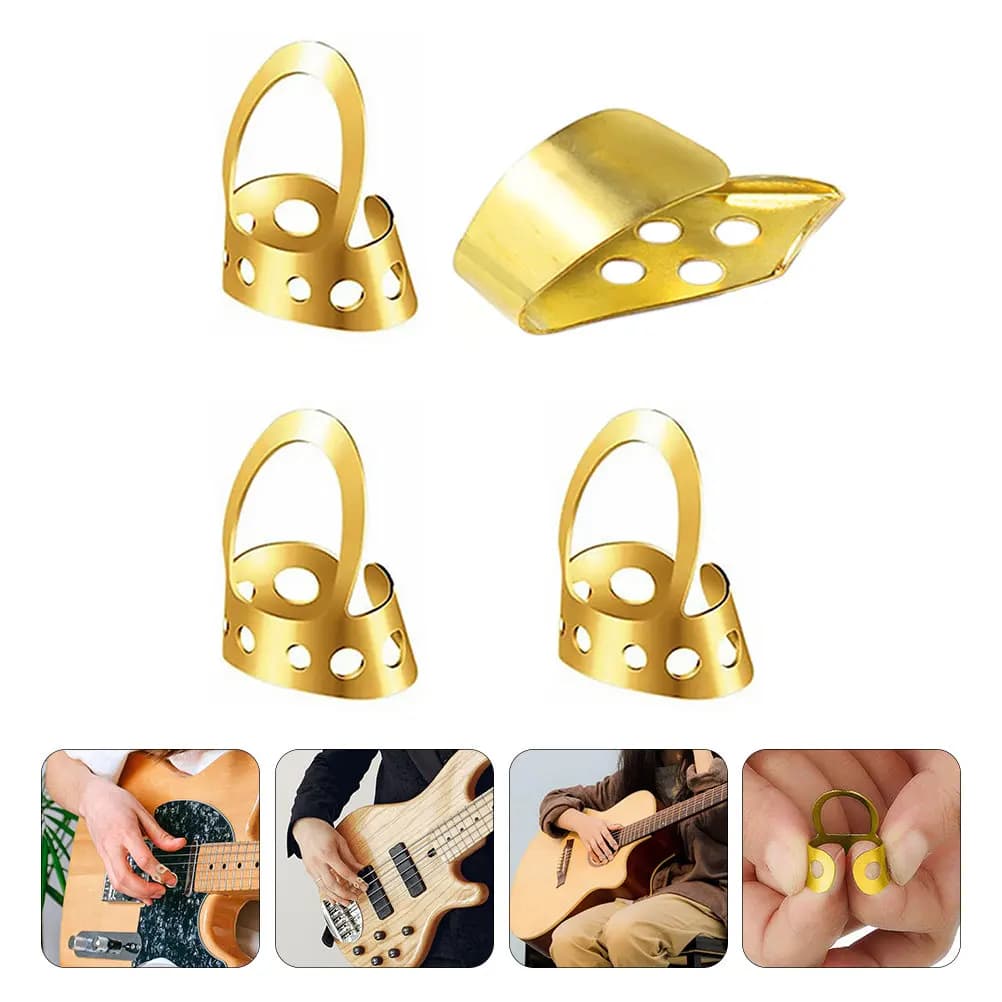 4 Pezzi Plettri Regolabili Cavi per Dita in Acciaio Inossidabile per Chitarra, Banjo, Ukulele, Basso - Accessori per Chitarra e Strumenti a Corda