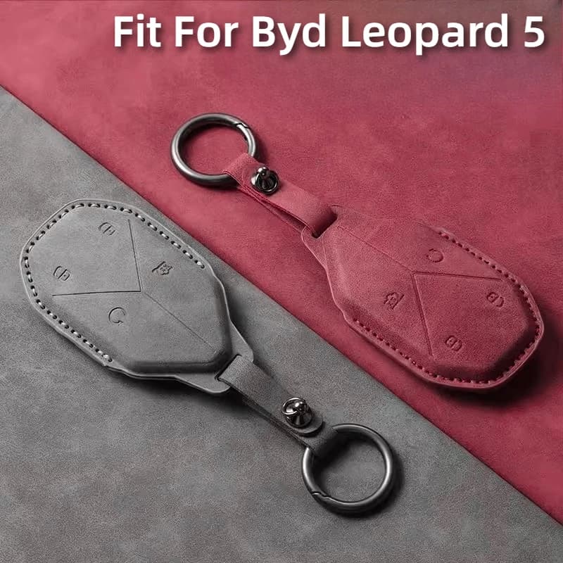 Adatto per Byd Leopard 5 Portachiavi per chiave auto Custodia per smart card NFC Guscio protettivo in pelle scamosciata