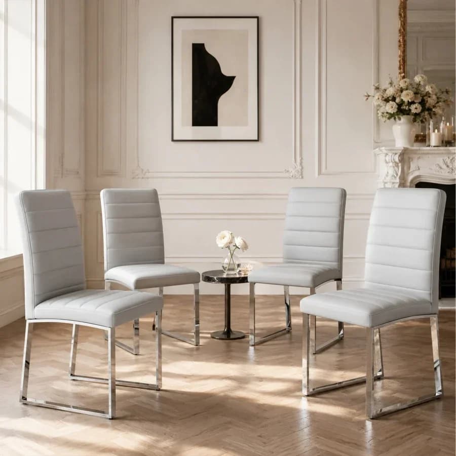 4-Pack - Heavy-duty chairs set: 2.1" thick cushion, iron frame, perfect for home or office. Classic colors, great value