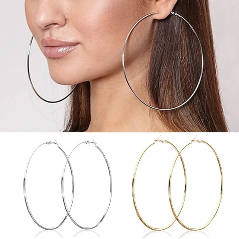 2 Pezzi Orecchini a Cerchio Piccoli e Grandi 30-100mm per Donna e Uomo, Anelli per Orecchie in Acciaio Inossidabile, Gioielli alla Moda, Regalo per DJ da Discoteca