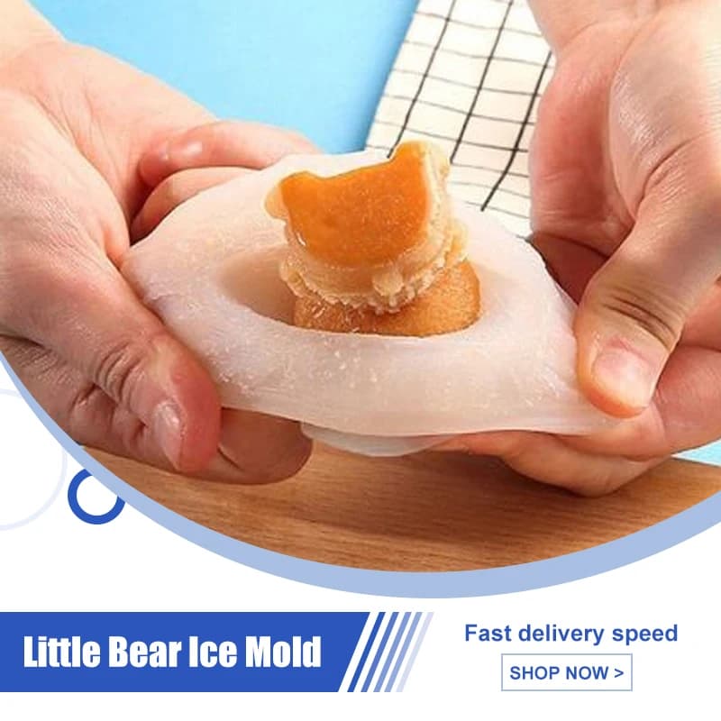 1 pezzo ​ Stampo per gelato Little Bear Congelatore riutilizzabile Stampo per gelato sicuro al cioccolato Strumento per cocktail di whisky a fusione lenta senza BPA