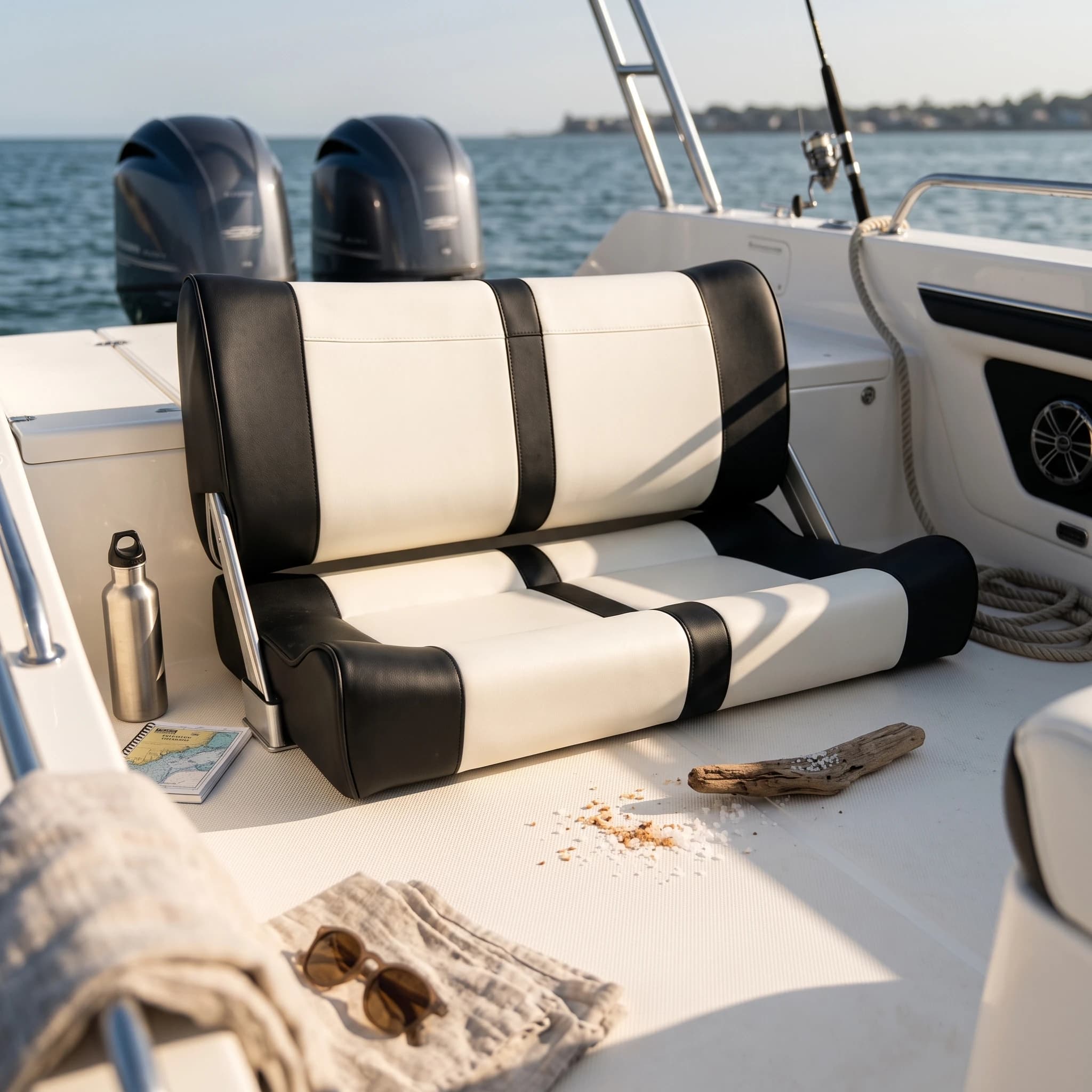 Two-Person Boat Seat Padded Boat Bench Seat Marine Seating Long-Lasting Furniture Corrosion-Resistant for Deck, Speedboat