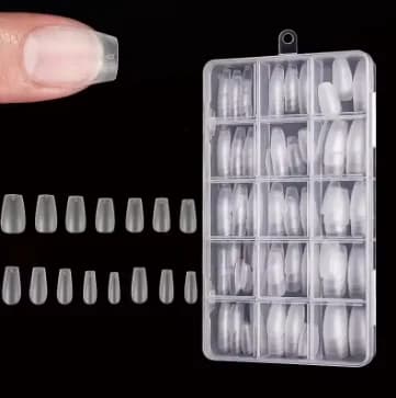 Box of 330 short nail tips to almond: updated matte gel nail stickers, without lime, short nails to almond to total cover pre-form