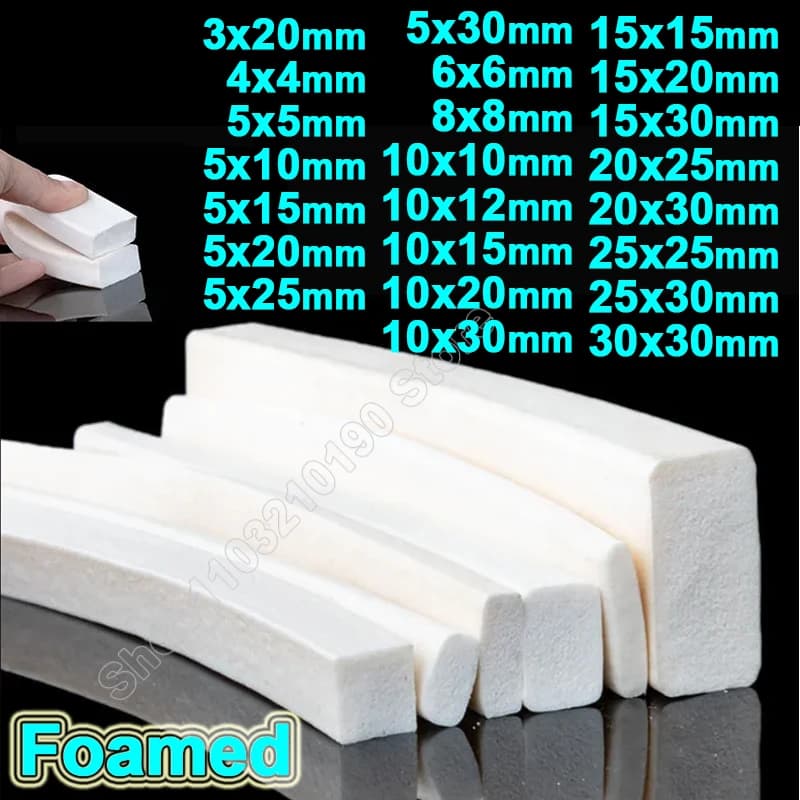 Striscia quadrata in spugna di gomma siliconica Rettangolo bianco Silicone VMQ Guarnizione in schiuma Guarnizione Guarnizione in gomma per porte e finestre Guarnizione di rivestimento