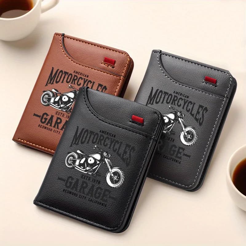 1 Men's Retro Leather Biker Wallet Traditional Biker Slot For Multiple Cards Credit Card Holder Preferred Gift for Men