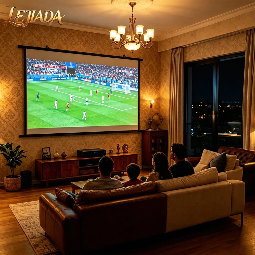 LEJIADA HD 120 inch Wall Mounted 16:9 Projector Screen White Grid Anti-Light Increase Brightness 160 ° Viewing Angle Portable