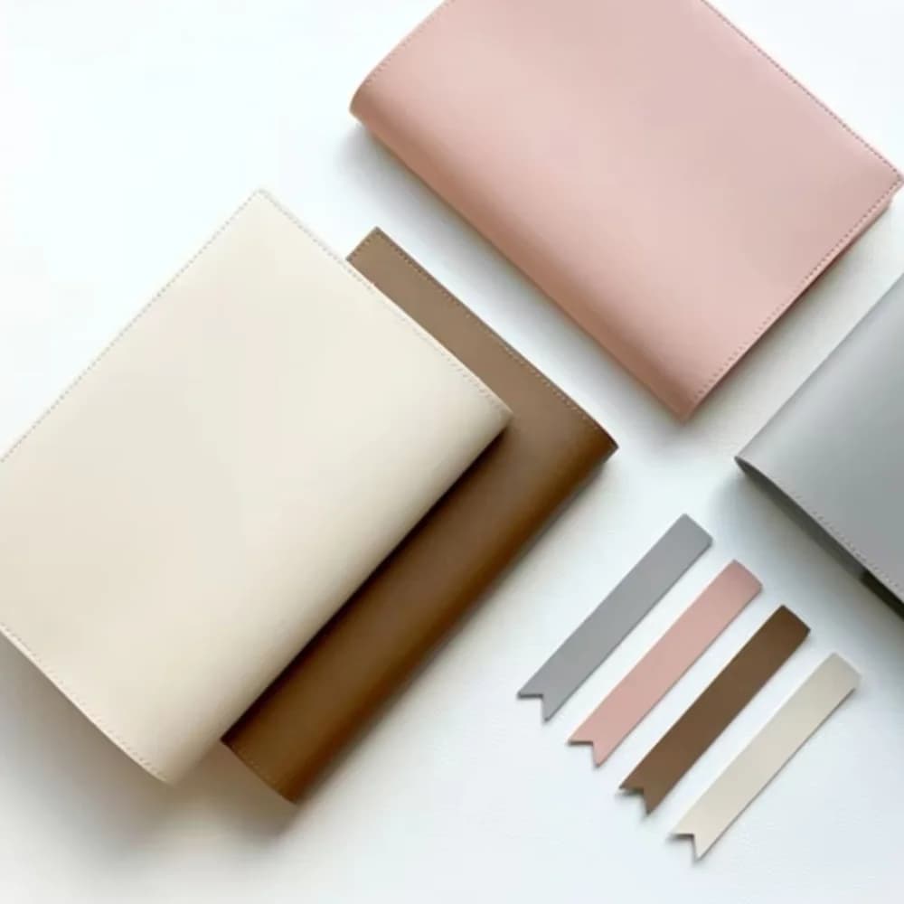Korean Pu Leather Book Cover Solid Color No Bookmark Replaceable Cover Notebook Leather Cover Home Office Use