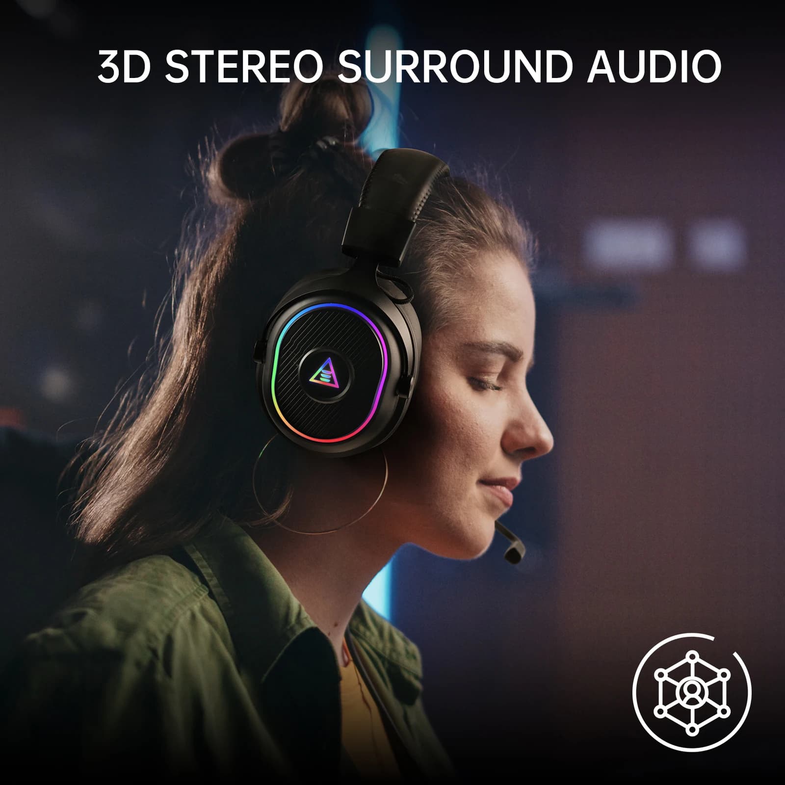 Cuffie da Gaming Wireless EKSA Mako BT con Bluetooth 5.3 e 2.4GHz, Driver da 50mm, Cuffie Over-Ear per PC con Microfono ENC a Cancellazione del Rumore