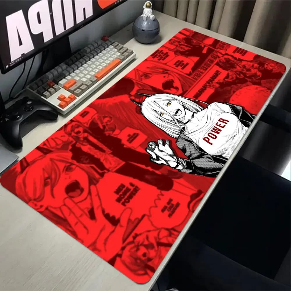 Chainsaw man carpet Anime Large Mousepad tappetino per mouse in gomma antiscivolo tappetino da scrivania per Computer Gamer bordo cucito tappetino per mouse da gioco di grandi dimensioni