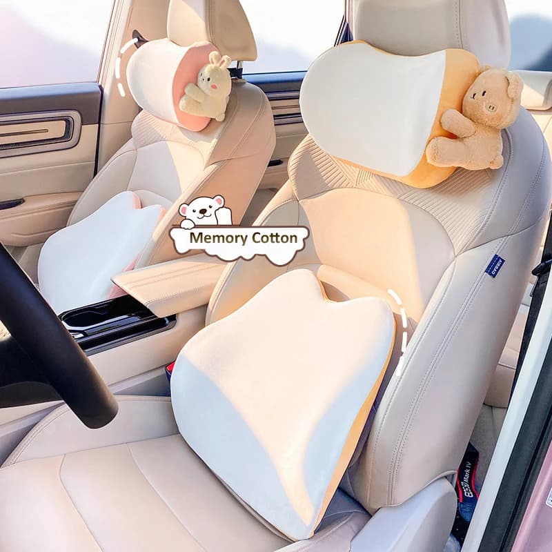 Aggiorna il cuscino di supporto lombare per auto Cuscino per il collo automatico Supporto per la vita Schienale lavabile rimovibile Cuscino per veicolo universale Kit per auto