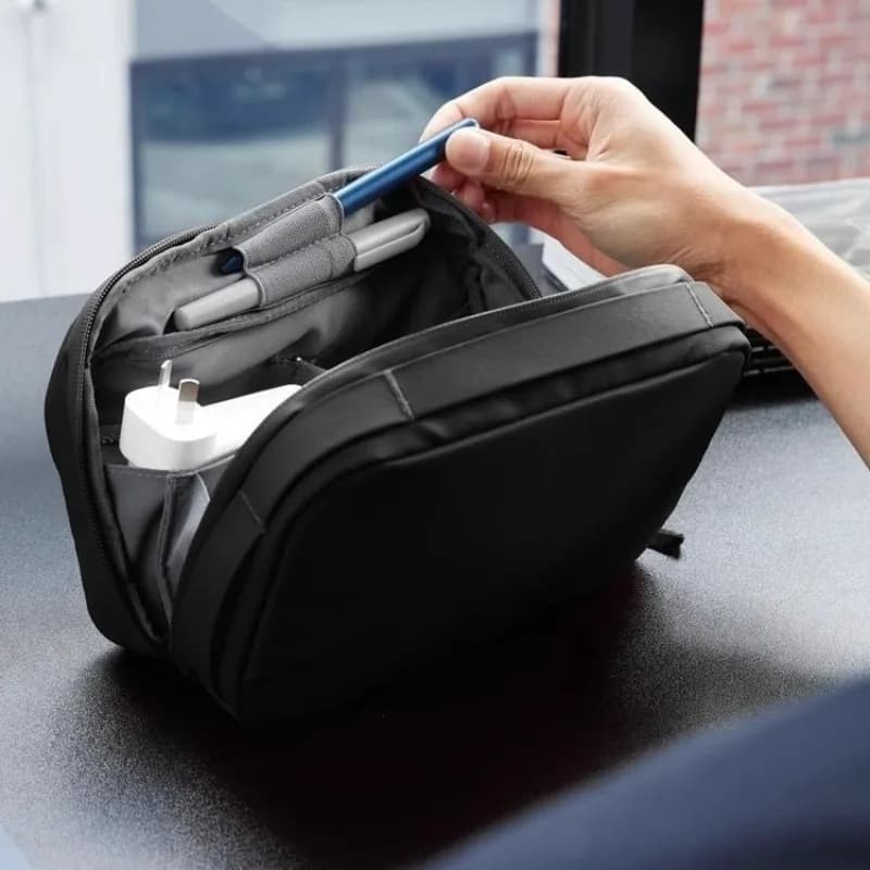 Digital Tech Organizer Pouch with Detachable Inner Double Layer Cable Storage Bag Electronics Organizer for Charger Earphone Pen