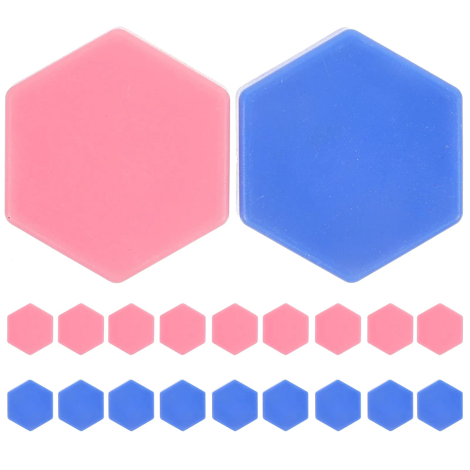 20Pcs Colorful Hexagonal Chess Pieces Plastic Flight Chess Set Blue and Pink for Board Games Learning Storage Gaming