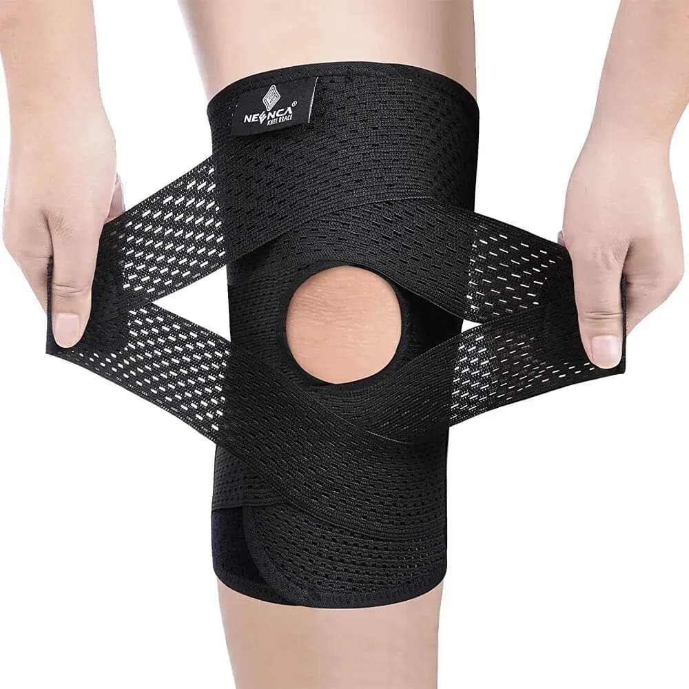 NEENCA Ginocchiera per compressione del dolore al ginocchio Supporto per ginocchio con stabilizzatori laterali in tessuto a rete d'aria Strappo del menisco ACL Artrite Relie
