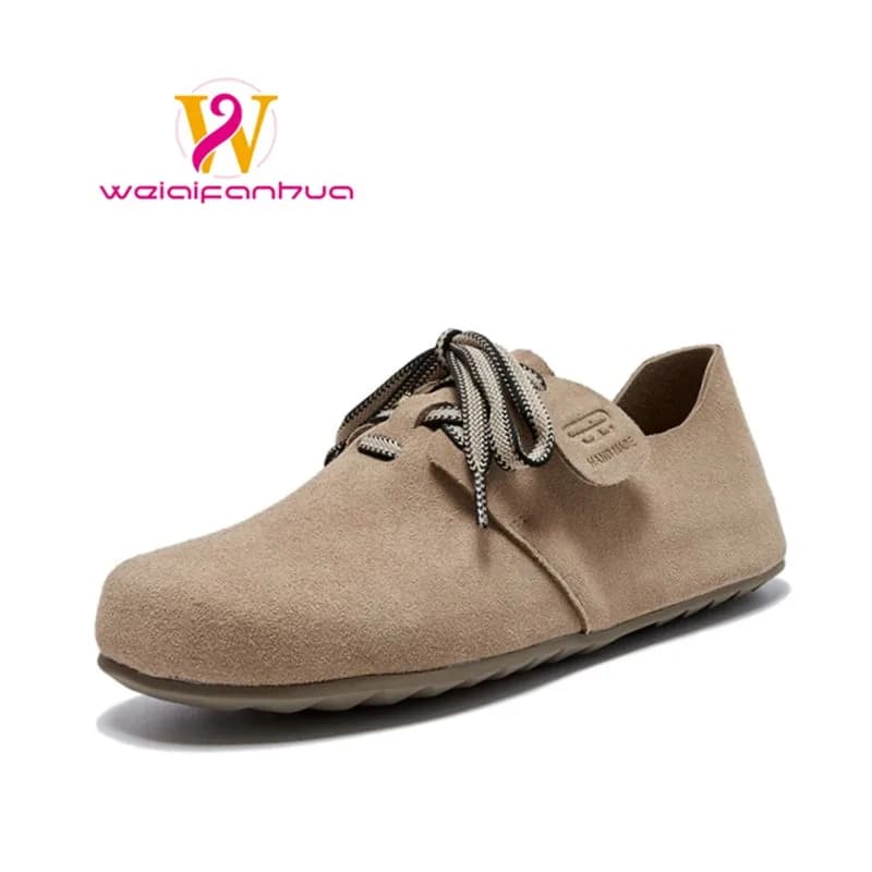 Scarpe da donna 2025 Scarpe basse da donna di nuovo stile Scarpe da donna in vera pelle scamosciata antiscivolo con lacci Boken Scarpe da donna Mocassini da donna