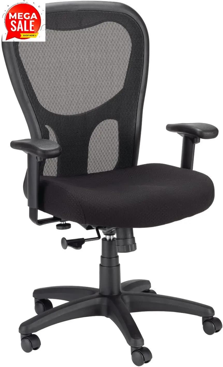 Sedia da lavoro girevole in rete TP9000, nera
