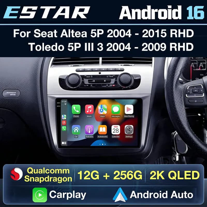 Autoradio Android 16 per Seat Leon 2 MK2 Altea XL 2004 2005 2006 2007-2015 RHD con Navigazione GPS, Lettore Multimediale Video