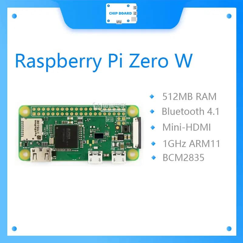 Raspberry Pi Zero W Wireless Pi 0 con WIFI e Bluetooth 4.1 CPU da 1 GHz 512 MB di RAM, 1 GHz ARM11 single-core